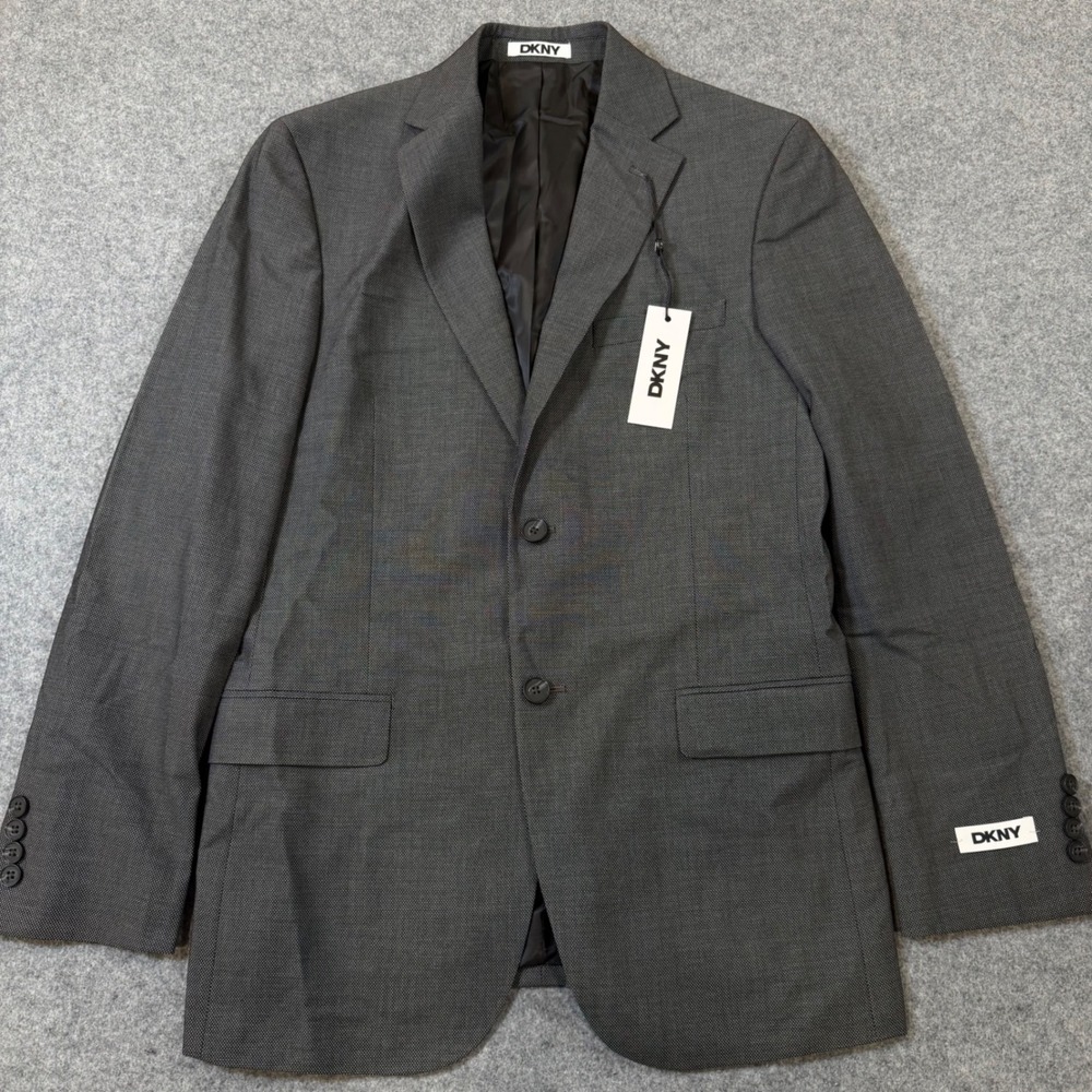 DKNY Duran Mens 38R Blazer Suit Jacket Grey Micro Pattern DNUR218W0035 NEW